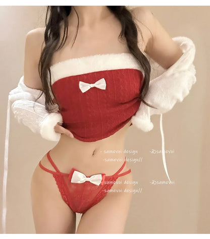 Christmas Girls Bow Plush Ball Pantie