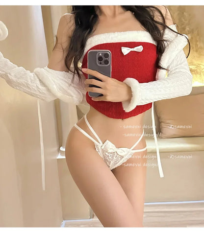 Christmas Girls Bow Plush Ball Pantie