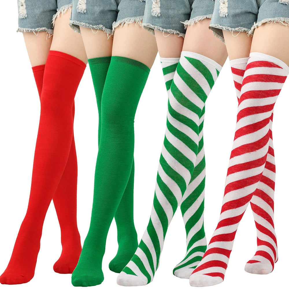 Women striped Christmas socks