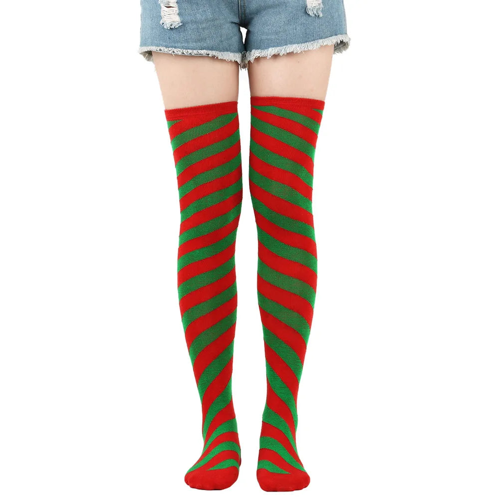 Women striped Christmas socks